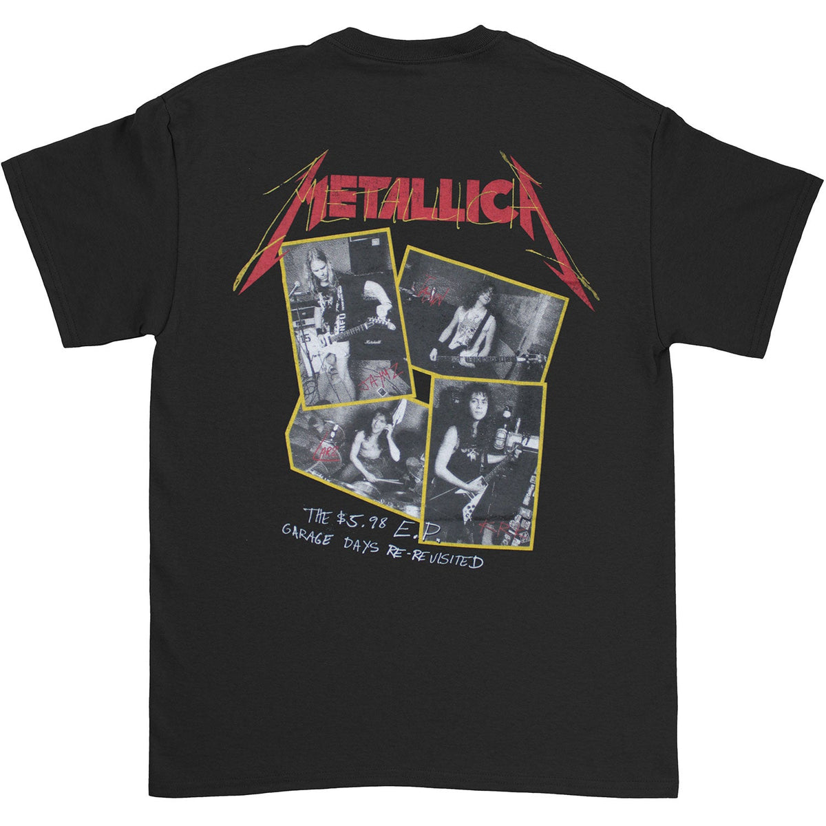 Metallica Garage Photo Yellow (Back Print) Slim Fit T-shirt