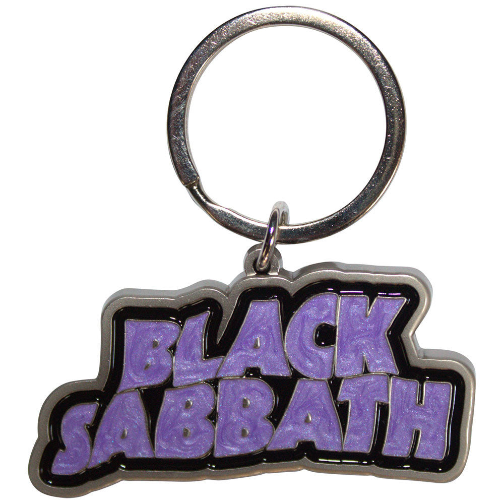 Black Sabbath Wavy Logo Bordered Metal Key Chain