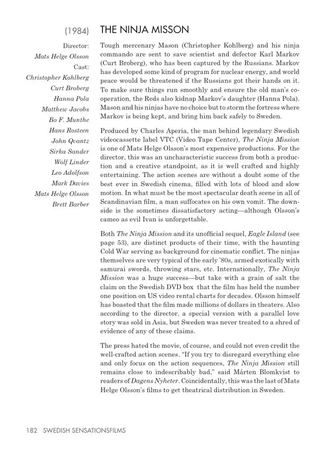 SWEDISH SENSATIONSFILMS: A Clandestine History of Sex, Thrillers, and Kicker Cinema, by Daniel Ekeroth