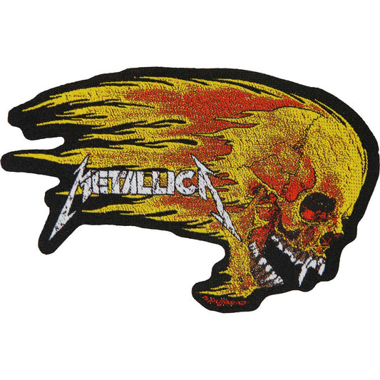 Metallica Flaming Skull Cut-Out Woven Patch