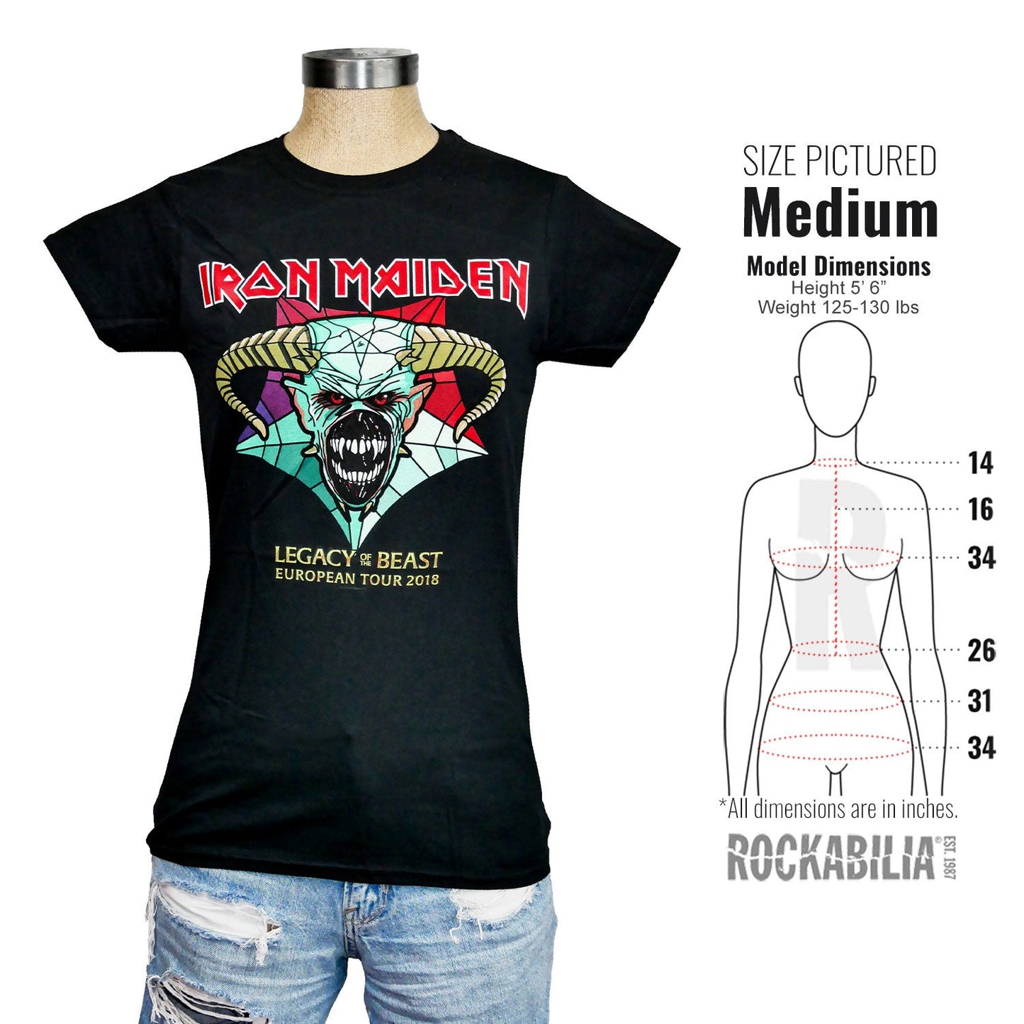 Iron Maiden Legacy Of The Beast Tour Ladies Tee Junior Top