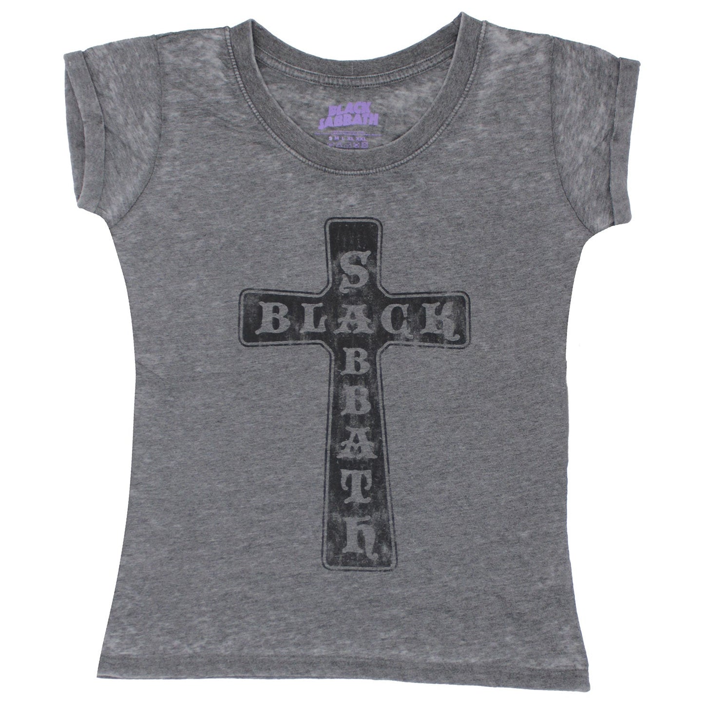 Vintage Cross (Burn Out) Ladies Fashion Tee Junior Top