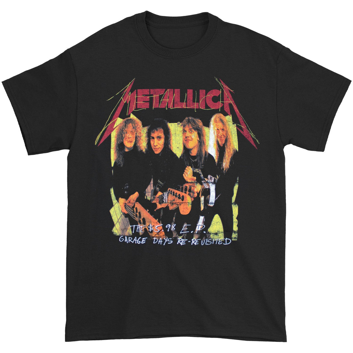 Metallica Garage Photo Yellow (Back Print) Slim Fit T-shirt