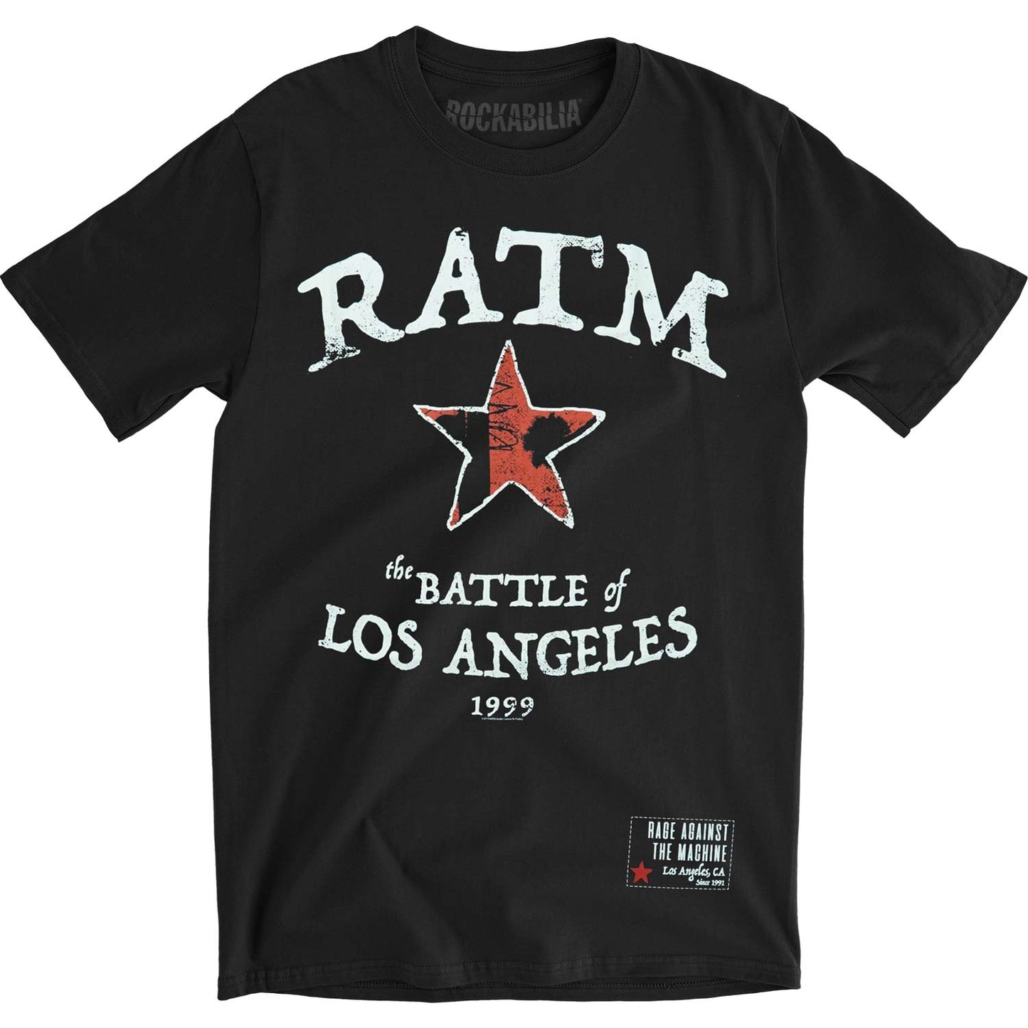 Rage Against The Machine Battle Star (Back Print) Slim Fit T-shirt