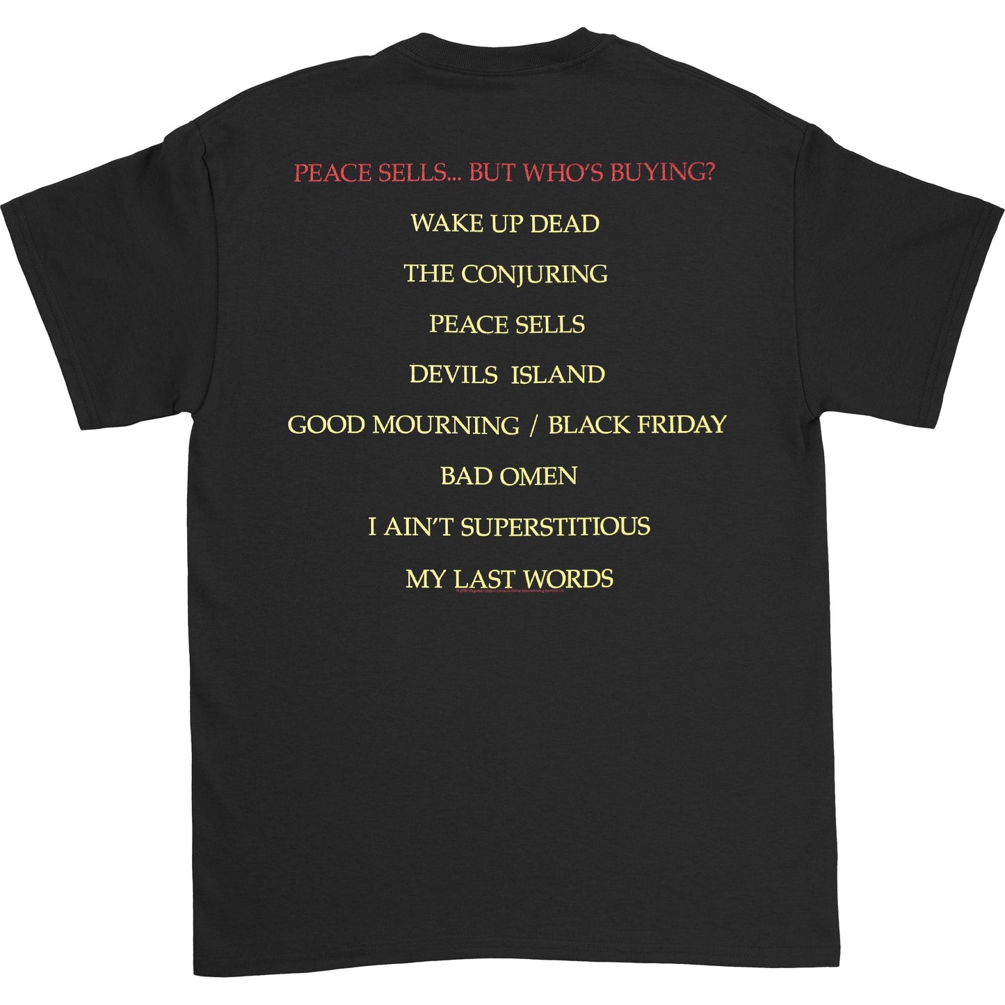 Megadeth Peace Sells... Track list (Back Print) Slim Fit T-shirt