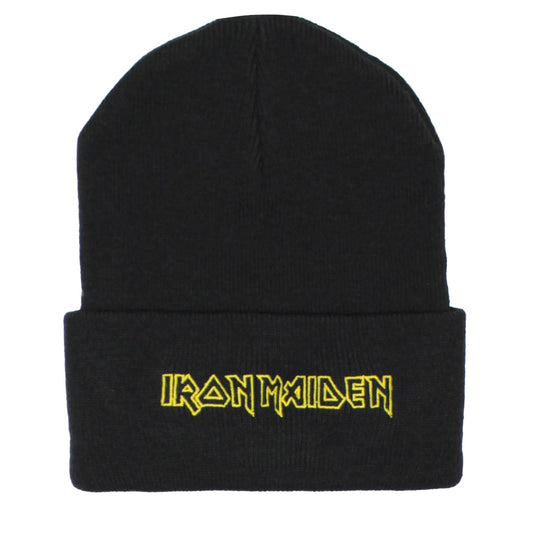 Iron Maiden Border Cuff Yellow Outline Logo Embroidered Beanie