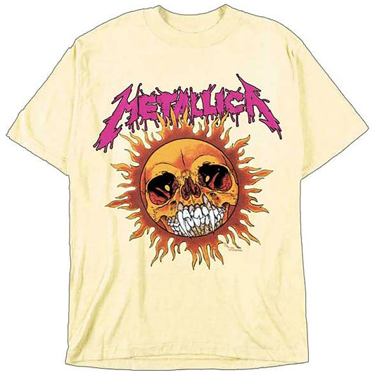 Metallica Fire Sun Pale Yellow T-shirt