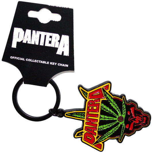 Pantera Leaf Skull Metal Key Chain