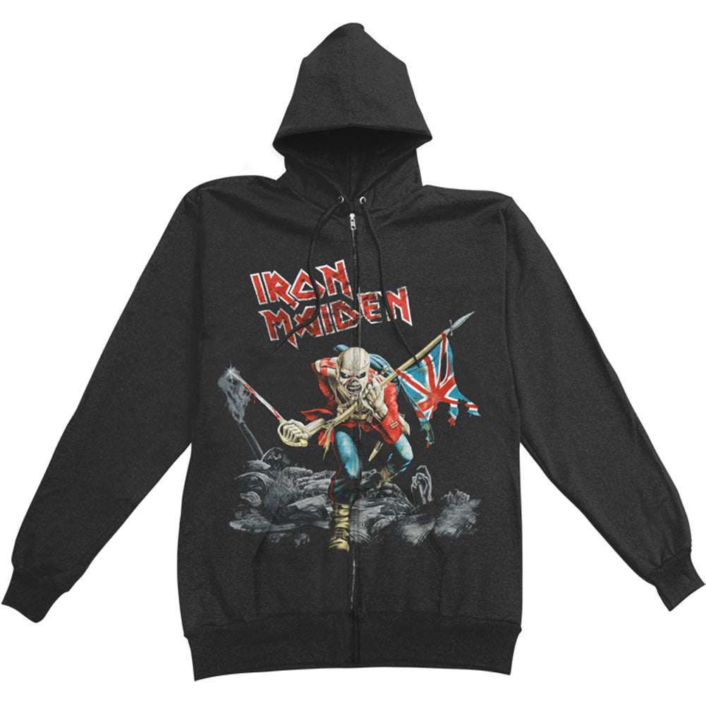 Iron Maiden Scuffed Trooper (Back Print) Zippered Hooded Sweatshirt