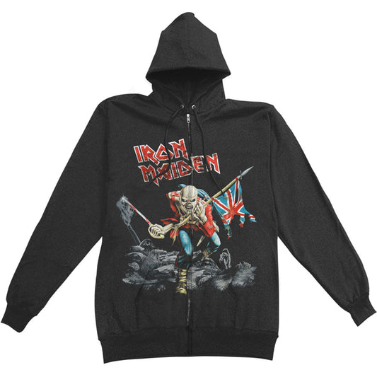 Iron Maiden Scuffed Trooper (Back Print) Zippered Hooded Sweatshirt